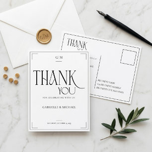 Modern Typography Minimalistic Wedding Thank You  Postcard
