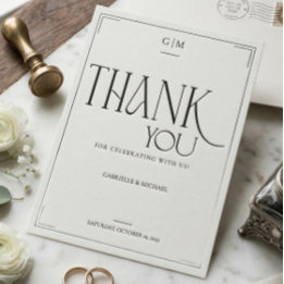 Modern Typography Minimalistic Wedding Thank You  Postcard