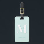 Modern Typography Mint Turquoise Monogram Initial Luggage Tag<br><div class="desc">Modern Typography Mint Turquoise Monogram Initial luggage tag for your next vacation - with your letter and name of choice plus your address or other text on the back. All colours can be changed if you like.</div>