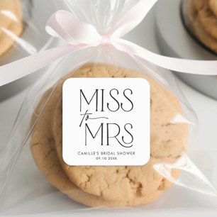 Modern Typography Miss to Mrs Bridal Shower Square Sticker