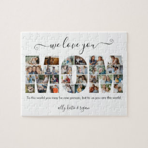 Modern Typography MOM Photos Collage Gift For Mum Jigsaw Puzzle