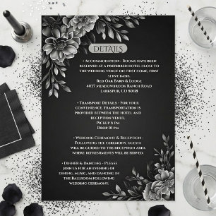 Modern Typography Monochrome Black White Florals Enclosure Card
