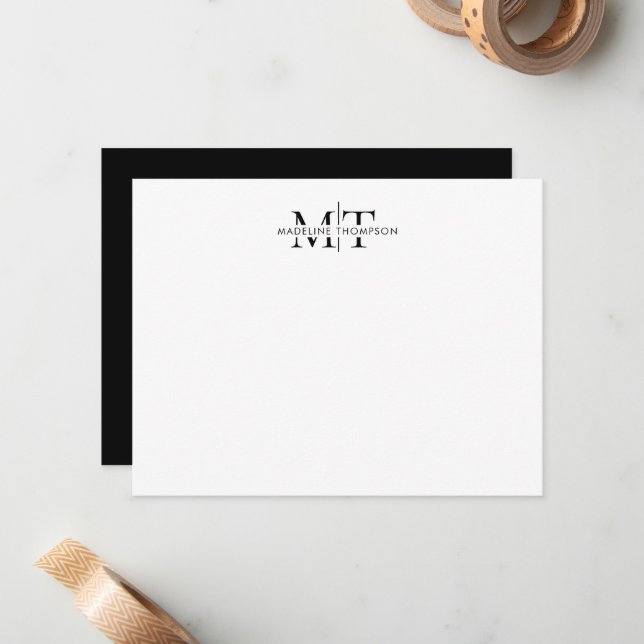 Modern Typography Monogram Black White Card (Front/Back In Situ)