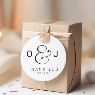 Modern typography monogram wedding thank you classic round sticker