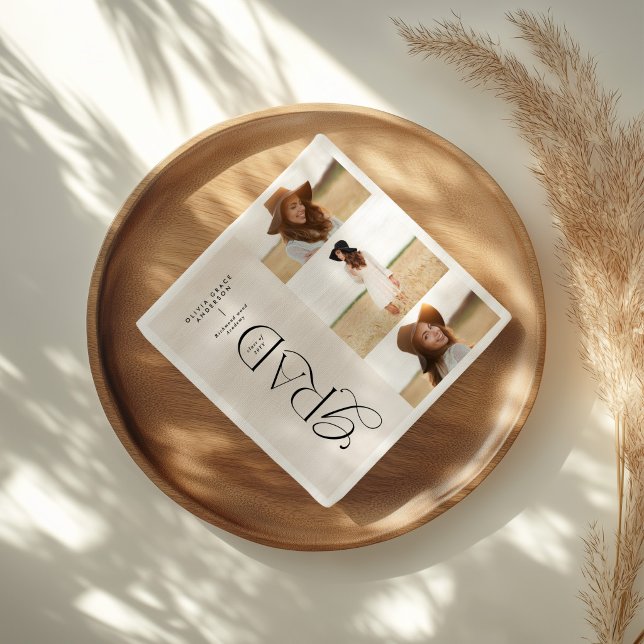 Modern typography multi photo graduate welcome napkin (Creator Uploaded)