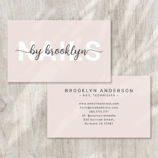 Modern Typography Nail Artist  Business Card