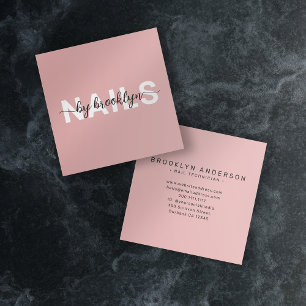 Modern Typography Nail Artist Square Business Card