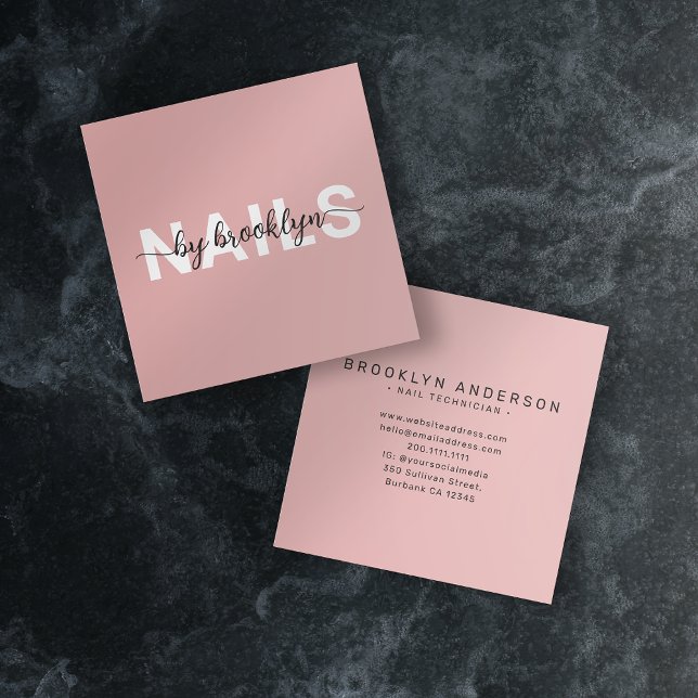 Modern Typography Nail Artist  Square Business Card (Creator Uploaded)