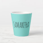 Modern Typography Name Blue Green Latte Mug<br><div class="desc">A quirky modern trendy typeface name mug with blue green background. add your own name or initials. If you prefer choose from many other typefaces.</div>