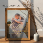 Modern typography names wedding photo gold foil prints<br><div class="desc">Create your own elegant real gold foil "better together" typography script quote overlay wedding photo poster keepsake personalised gift with couple names,  heart,  and your text.             Please note that you can choose GOLD or SILVER foil.</div>