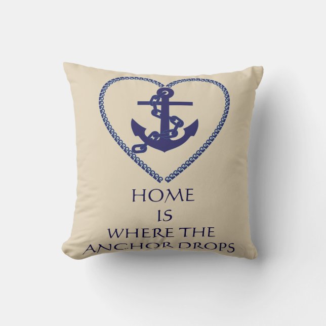 Modern Typography Nautical Themed Anchor Cushion (Front)