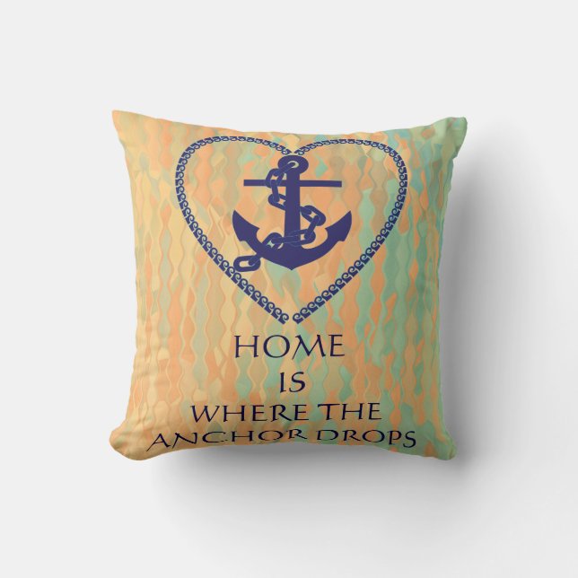 Modern Typography Nautical Themed Anchor Cushion (Front)