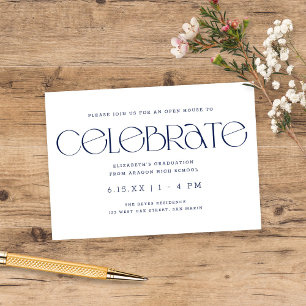 Modern Typography Navy Blue Graduation Party Enclosure Card