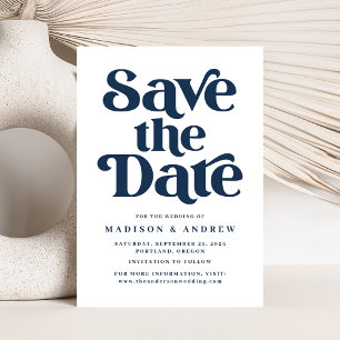 Modern Typography Navy Save The Date