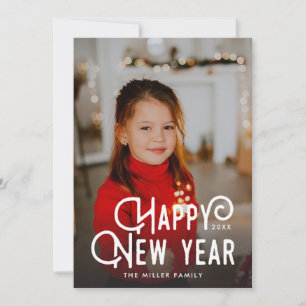 Modern Typography New Years Full-Bleed Photo Holiday Card