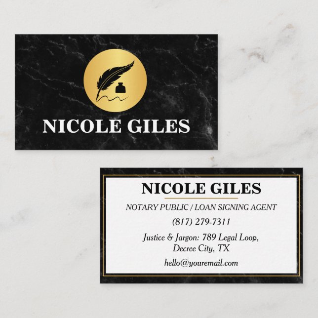 modern typography notary business cards (Front/Back)