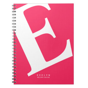 Modern Typography of Name Initial on Vibrant Pink Notebook