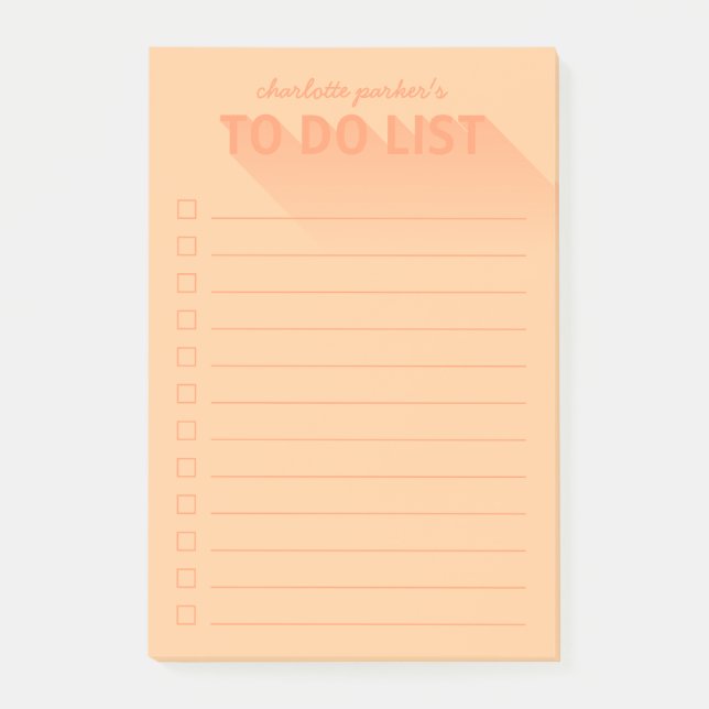 Modern Typography Orange To Do List Post-it Notes (Front)