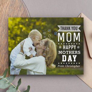 Modern Typography Overlay Happy Mother's Day Photo Postcard