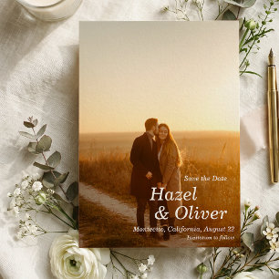 Modern Typography Overlay Photo Wedding Save The Date