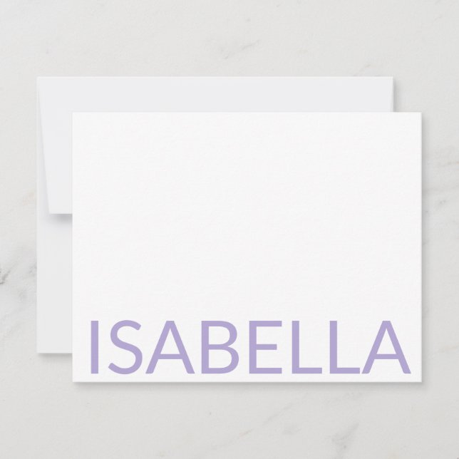 Modern Typography Personalised Lavender Name Card (Front)