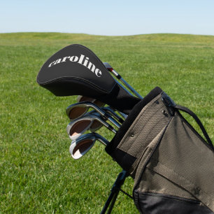 Modern Typography Personalised Name Black White Golf Head Cover