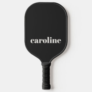 Modern Typography Personalised Name Black White Pickleball Paddle