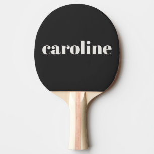 Modern Typography Personalised Name Black White Ping Pong Paddle
