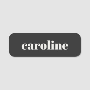 Modern Typography Personalised Name Black White Tag