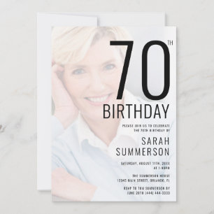 Modern Typography Photo 70th Birthday Party Invitation