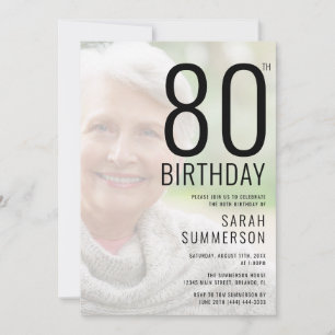 Modern Typography Photo 80th Birthday Party Invitation