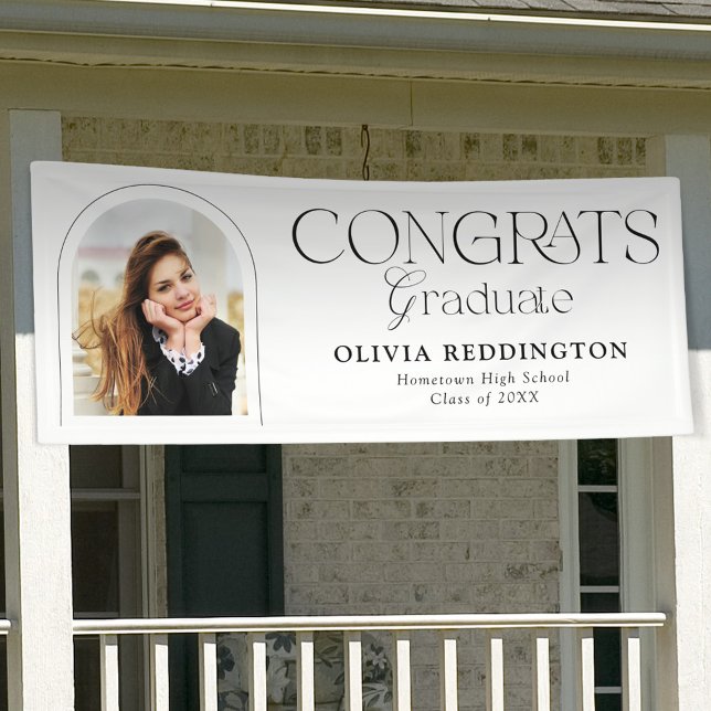 Modern Typography Photo Arch Graduation Party Banner (Creator Uploaded)