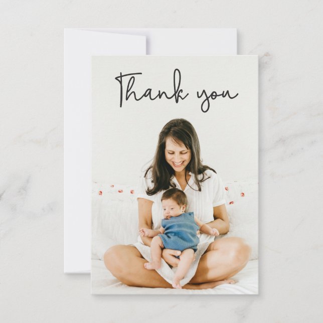 Modern Typography Photo Baby Shower Thank you (Front)