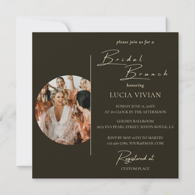 Modern Typography Photo Bridal Shower Brunch Invitation (Front)