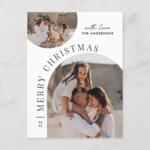 Modern typography photo collage Christmas Holiday Postcard