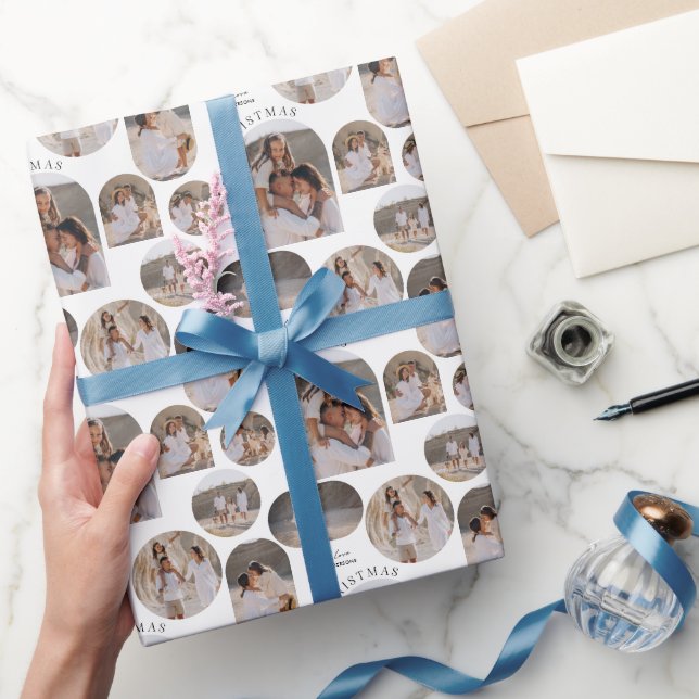 Modern typography photo collage Christmas Wrapping Paper (Gifting)