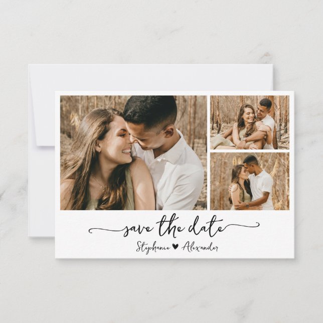Modern Typography Photo Collage Wedding Save The Date (Front)