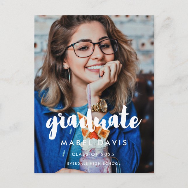 Modern typography Photo graduate Postcard (Front)