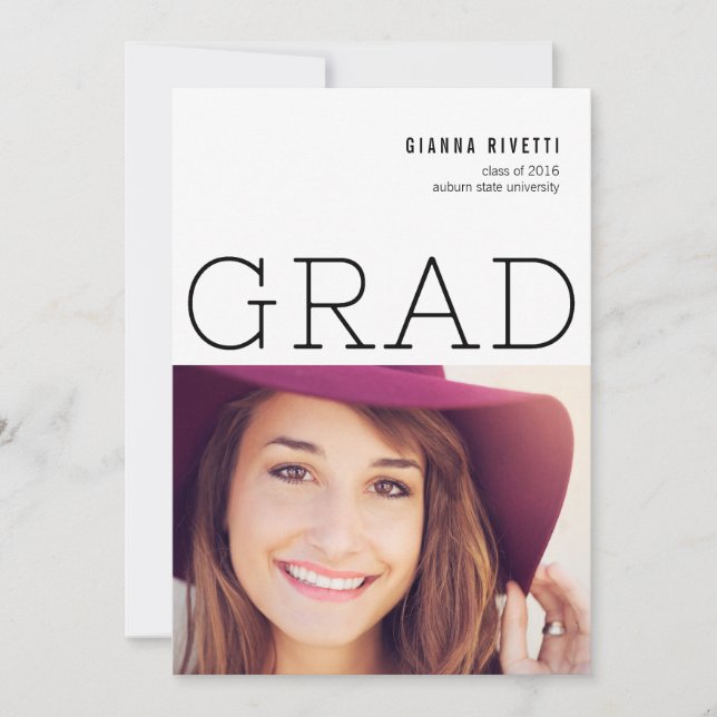 Modern Typography Photo Graduation Announcement (Front)