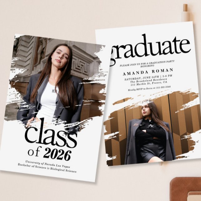 Modern Typography Photo Graduation Invitation (Creator Uploaded)