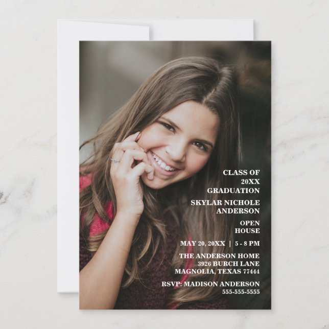 Modern Typography Photo Graduation Invitation (Front)