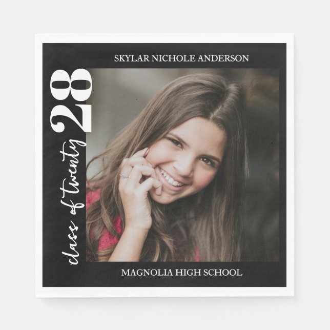 Modern Typography Photo Graduation Napkin (Front)
