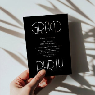 Modern Typography Photo Graduation Party Invite