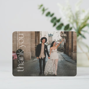 Modern Typography Photo Overlay Wedding Message Thank You Card