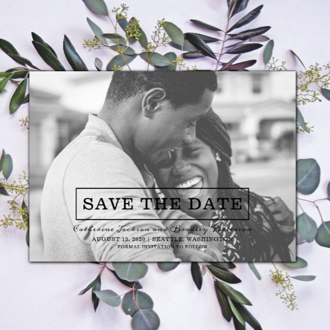 Modern Typography Photo Save the Date | Black (Modern Typography Photo Save the Date)