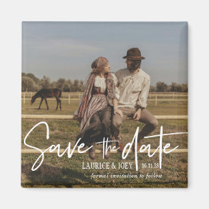 Modern Typography Photo Save the Date Magnet
