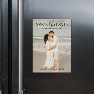 Modern Typography Photo Save the Date Magnet Card