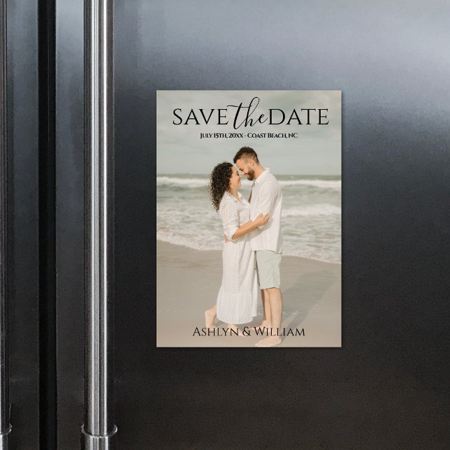 Modern Typography Photo Save the Date Magnet Card (Creator Uploaded)