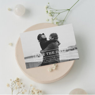 Modern Typography Photo Save the Date   White
