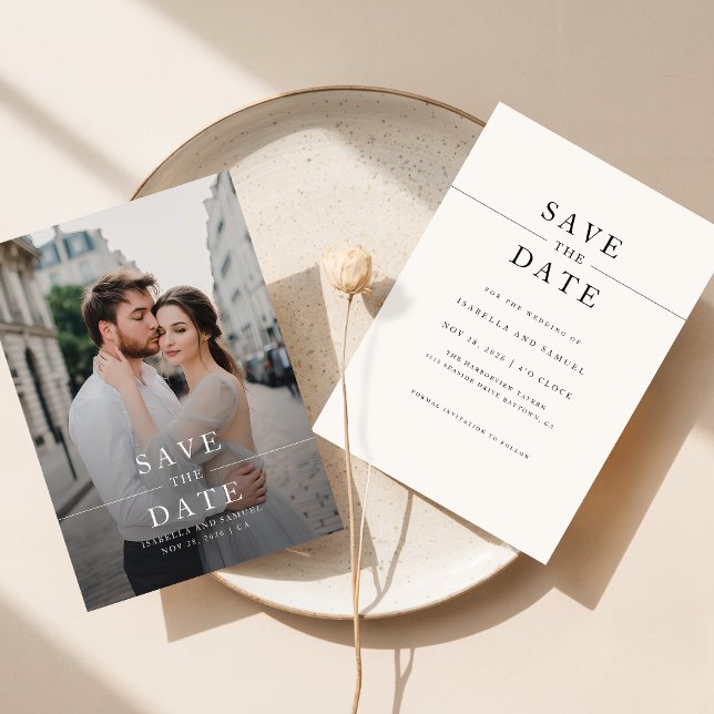 Modern Typography Photo Wedding Save Date Invitation (Creator Uploaded)